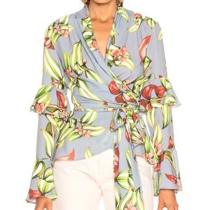 PatBO Zebrina Wrap Top Size XS in Blue